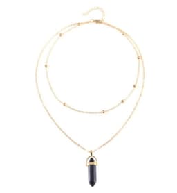image-European and American cross-border new products Fashionable and simple star and moon hexagonal pillar pendant necklace Temperament popular multi-layer necklace