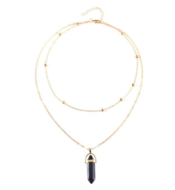 image-European and American cross-border new products Fashionable and simple star and moon hexagonal pillar pendant necklace Temperament popular multi-layer necklace