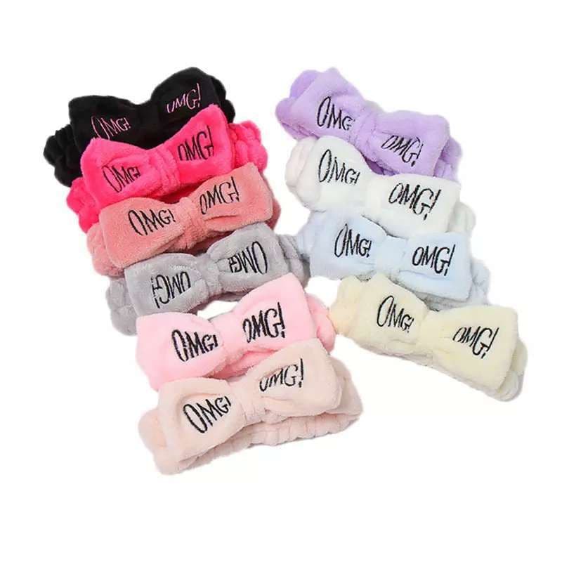 image-Cross-border explosion models Korean version of OMG headband hairband ladies wide-brimmed elastic face wash makeup headband bow tie headband