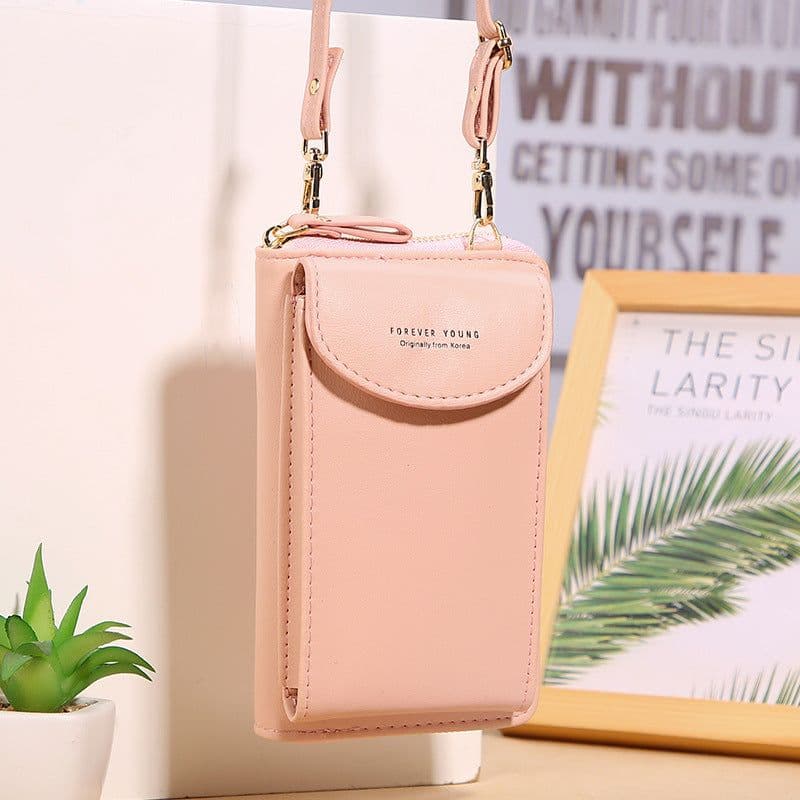 image-Korean version of the new mobile phone bag Ladies wallet PU long coin purse all-match mini bag Shoulder bag diagonal bag