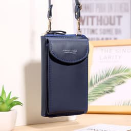 image-Korean version of the new mobile phone bag Ladies wallet PU long coin purse all-match mini bag Shoulder bag diagonal bag