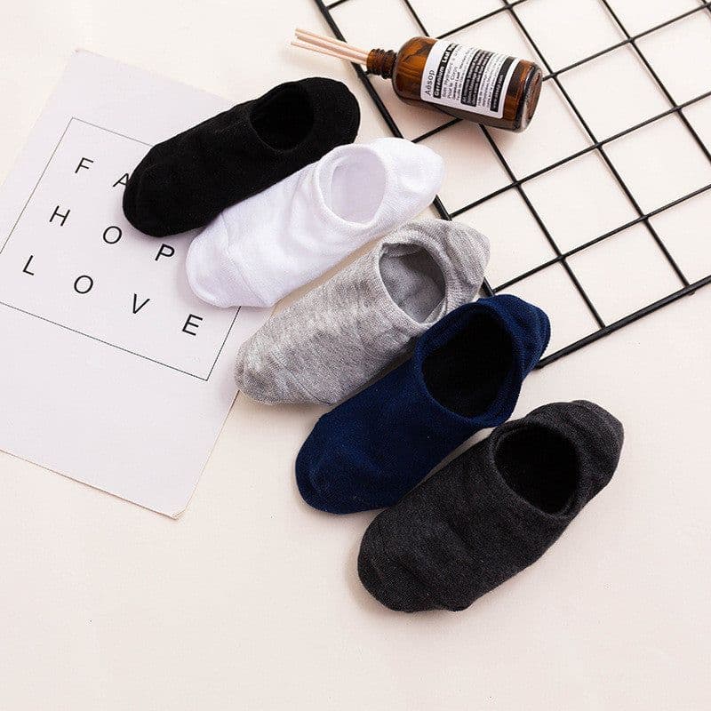 image-2020 spring and summer sports solid color men's socks, cotton boat socks, silicone non-slip shallow mouth invisible socks wholesale