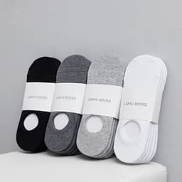 image-2020 spring and summer sports solid color men's socks, cotton boat socks, silicone non-slip shallow mouth invisible socks wholesale