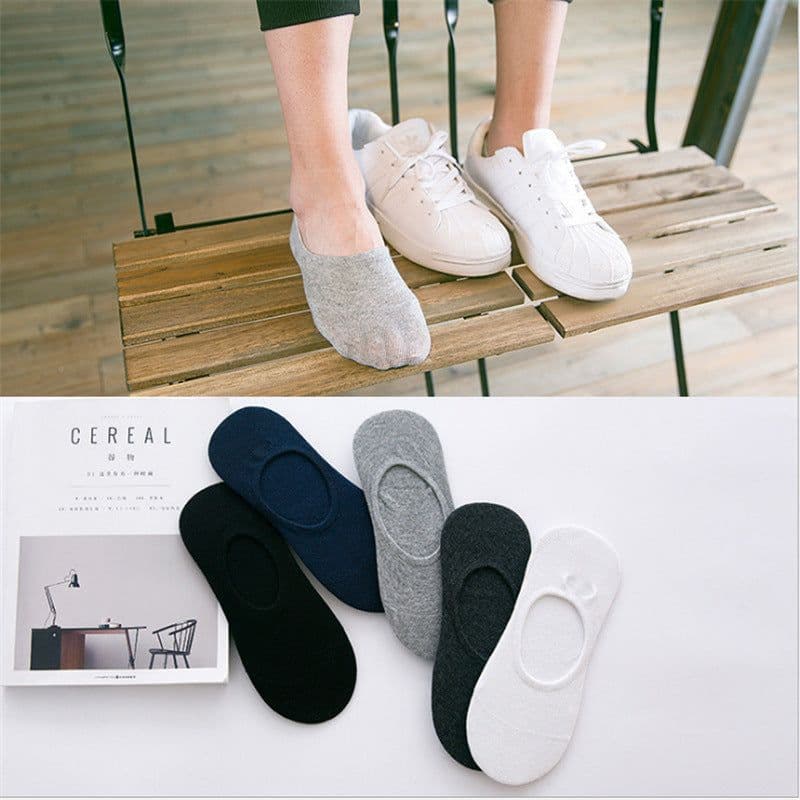 image-2020 spring and summer sports solid color men's socks, cotton boat socks, silicone non-slip shallow mouth invisible socks wholesale