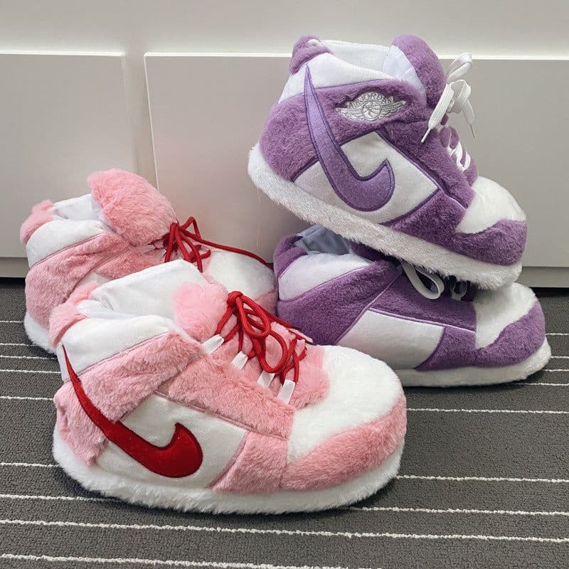 image-Spoof aj cotton slippers, net red winter fat coconut cotton shoes, non-slip thickened plush shoes, funny men's and women's cotton shoes
