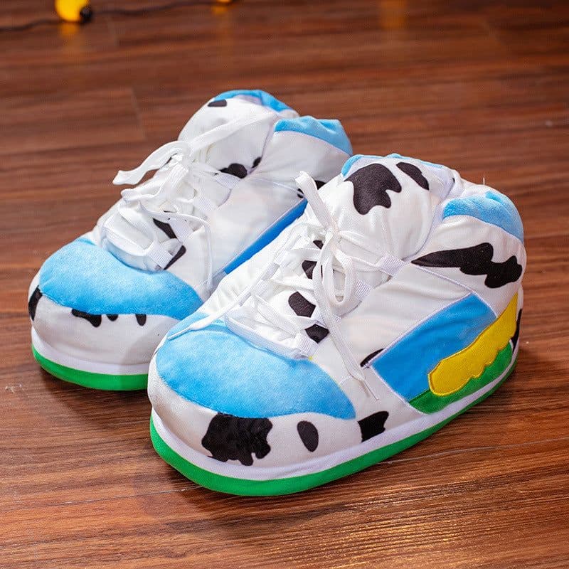 image-Spoof aj cotton slippers, net red winter fat coconut cotton shoes, non-slip thickened plush shoes, funny men's and women's cotton shoes