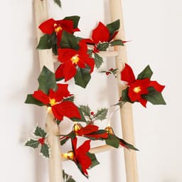 image-Led First Grade Christmas Lights With Red Flowers And Red Fruits For Home Decor