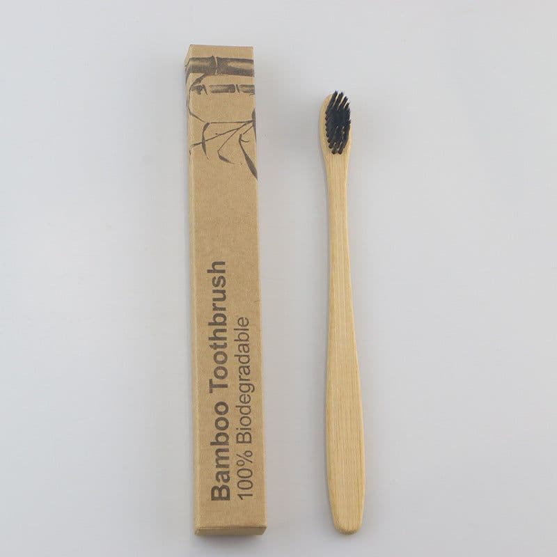image-Bamboo Toothbrush Set Eco-friendly Bamboo Toothbrush Small Head Soft Hair Adult Bamboo Charcoal Toothbrush