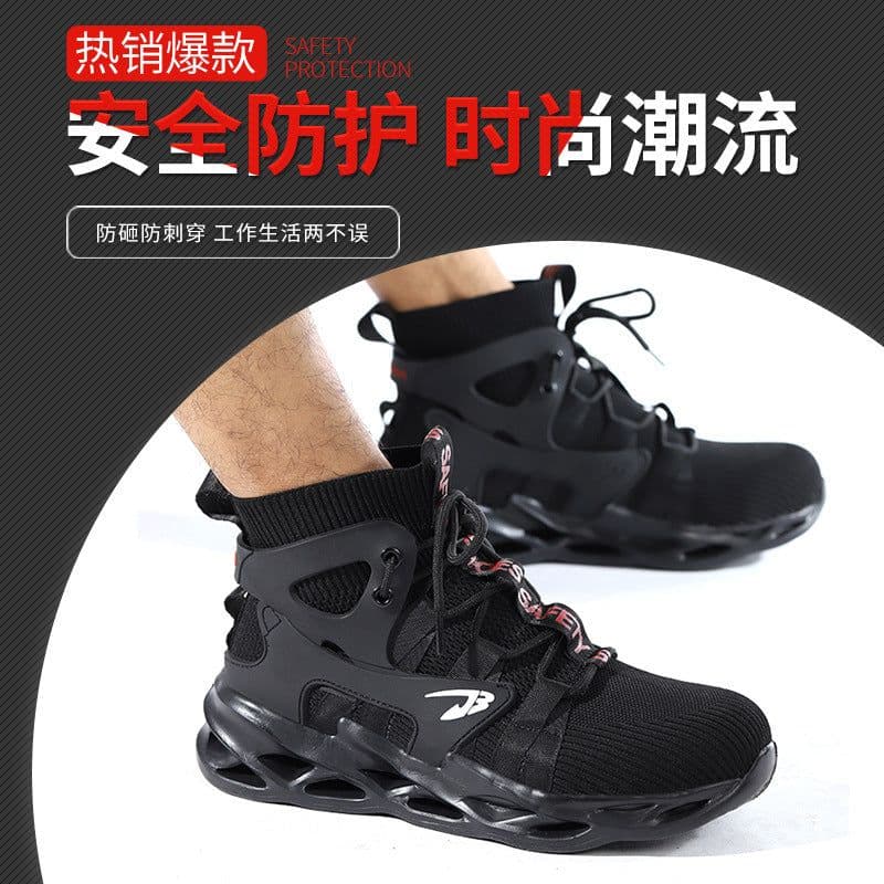 image-Cross-border labor insurance shoes men's fall/winter breathable anti-smashing steel toe cap work shoes protective shoes breathable high-top
