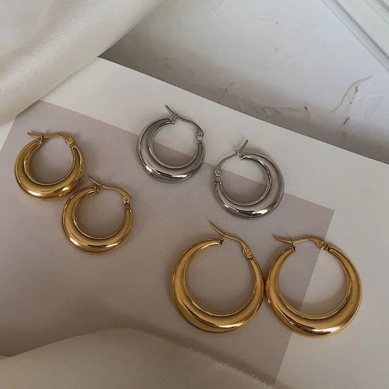 image-French lazy ins cold wind European and American minimalist oval hoop earrings 2021 new trendy ear buckle earrings