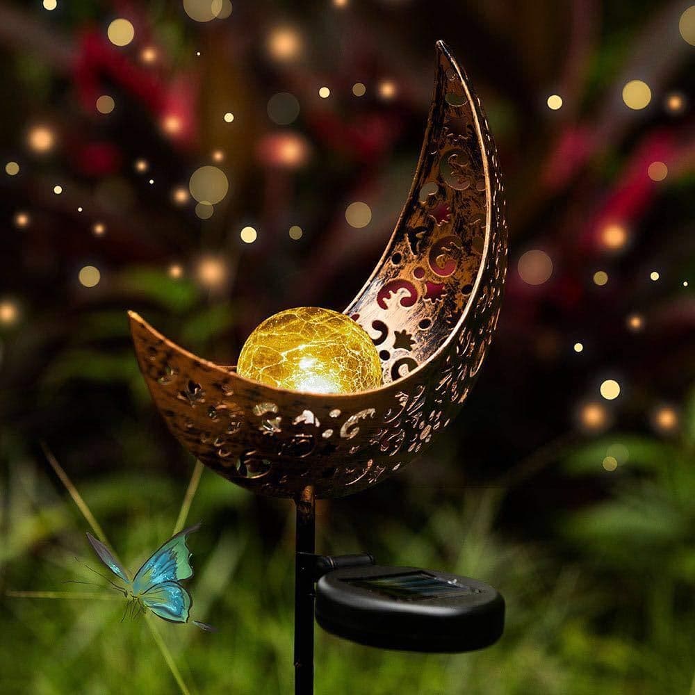 image-Solar flame light garden outdoor waterproof ground plug light wrought iron moon decorative light garden landscape lawn light