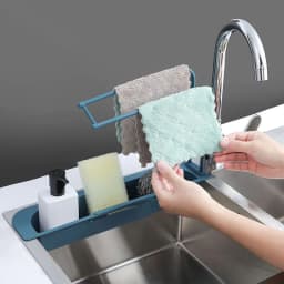 image-NEW Telescopic Sink Rack Holder Expandable Storage Drain Basket For Home Kitchen Household Adjustment Rack Home Kitchen Storage