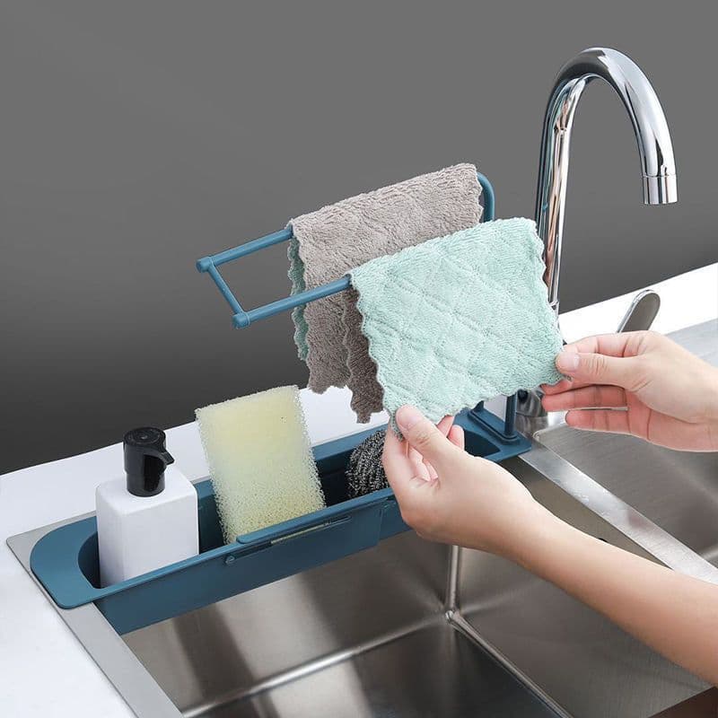 image-NEW Telescopic Sink Rack Holder Expandable Storage Drain Basket For Home Kitchen Household Adjustment Rack Home Kitchen Storage