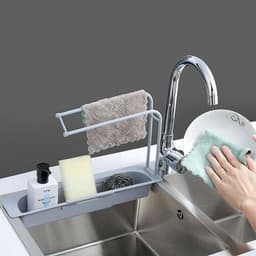 image-NEW Telescopic Sink Rack Holder Expandable Storage Drain Basket For Home Kitchen Household Adjustment Rack Home Kitchen Storage