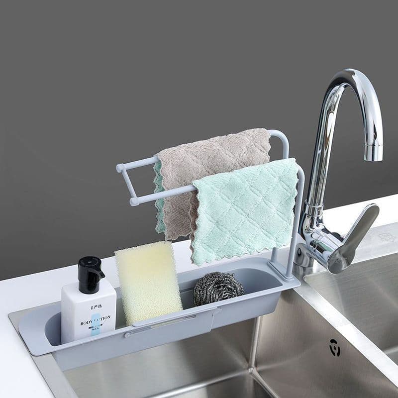 image-NEW Telescopic Sink Rack Holder Expandable Storage Drain Basket For Home Kitchen Household Adjustment Rack Home Kitchen Storage
