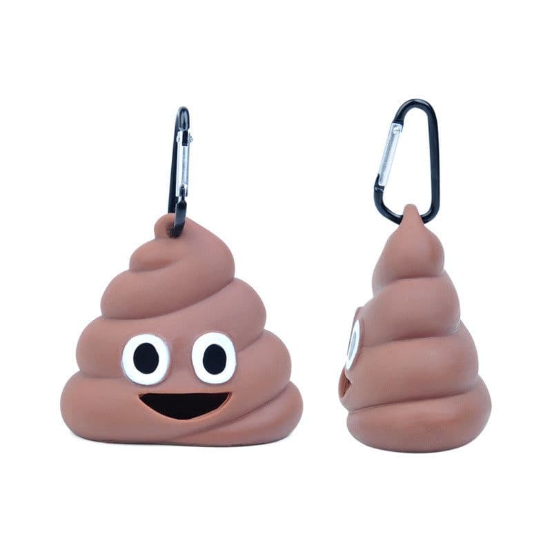 image-Pet garbage bag dispenser for cats and dogs to go out portable soft silicone dog poop bag poop-shaped storage box