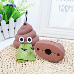 image-Pet garbage bag dispenser for cats and dogs to go out portable soft silicone dog poop bag poop-shaped storage box