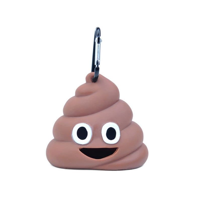 image-Pet garbage bag dispenser for cats and dogs to go out portable soft silicone dog poop bag poop-shaped storage box