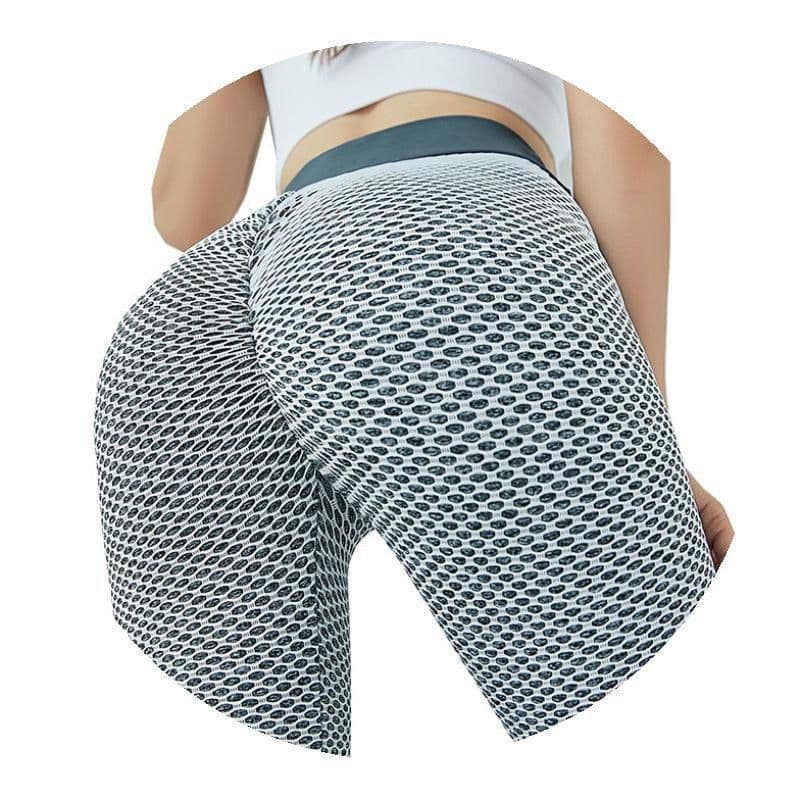 image-2021 AliExpress Amazon jacquard bubble yoga pants cross-border European and American high waist hip hip tight leggings high elastic