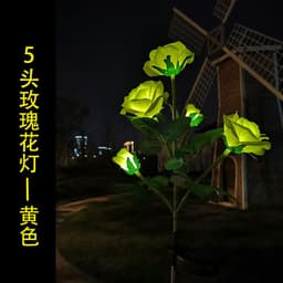 image-New 5 heads solar rose lantern outdoor garden decoration LED artificial lantern