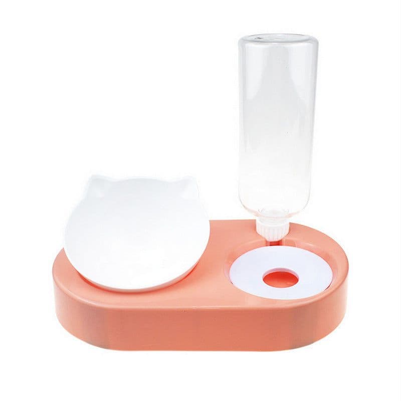 image-Automatic water refilling bowl water dispenser for pets Cat bowl and dog bowl anti-overturning neck protector Drinking water double bowl cat food feeding rice bowl