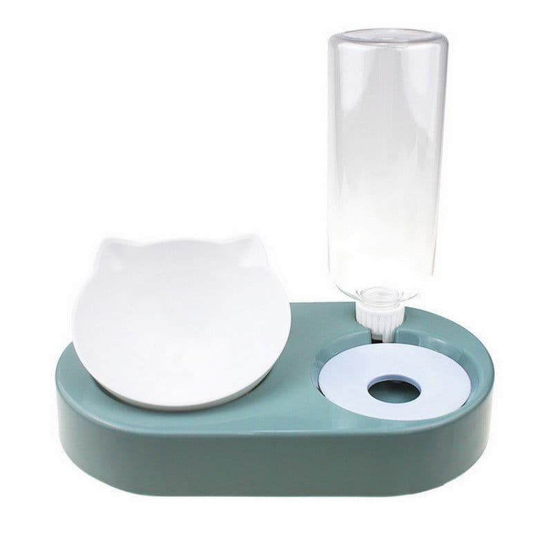 image-Automatic water refilling bowl water dispenser for pets Cat bowl and dog bowl anti-overturning neck protector Drinking water double bowl cat food feeding rice bowl