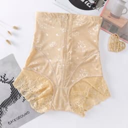image-Lace zipper belly pants body sculpting body pants breasted high waist seamless belly pants postpartum belly-lifting butt-lifting panties women