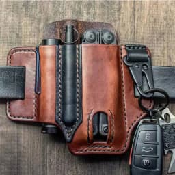 image-Spot Crazy Horse Cowhide Field Portable Tool Kit Flashlight EDC Tool Knife Set Outdoor Tool Equipment Set