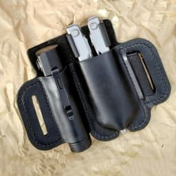 image-Spot Crazy Horse Cowhide Field Portable Tool Kit Flashlight EDC Tool Knife Set Outdoor Tool Equipment Set