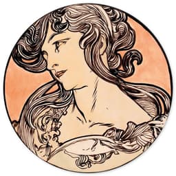 image-Wall circle Graceful woman Alphonse Mucha