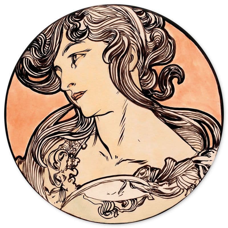 image-Wall circle Graceful woman Alphonse Mucha