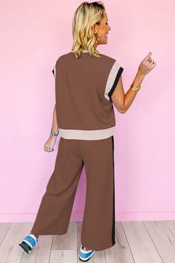 image-Strawberry Pink Color Block Two-Piece Set
