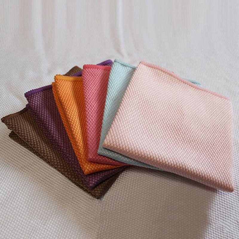 image-Plain fish scale cloth housework cleaning cloth kitchen dish towel wiping glass bowl table mirror absorbent cloth