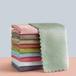 image-Plain fish scale cloth housework cleaning cloth kitchen dish towel wiping glass bowl table mirror absorbent cloth