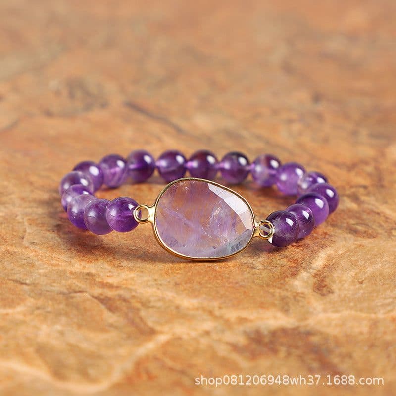 image-High-end women's bracelet natural glitter stone labradorite elastic bracelet jewelry wholesale and retail