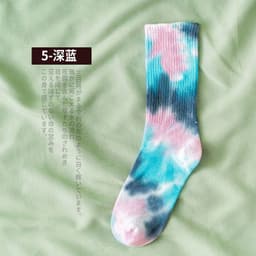 image-New style tube socks street trend high-top tide socks men and women solid color cotton sports basketball socks skateboard tie-dye socks