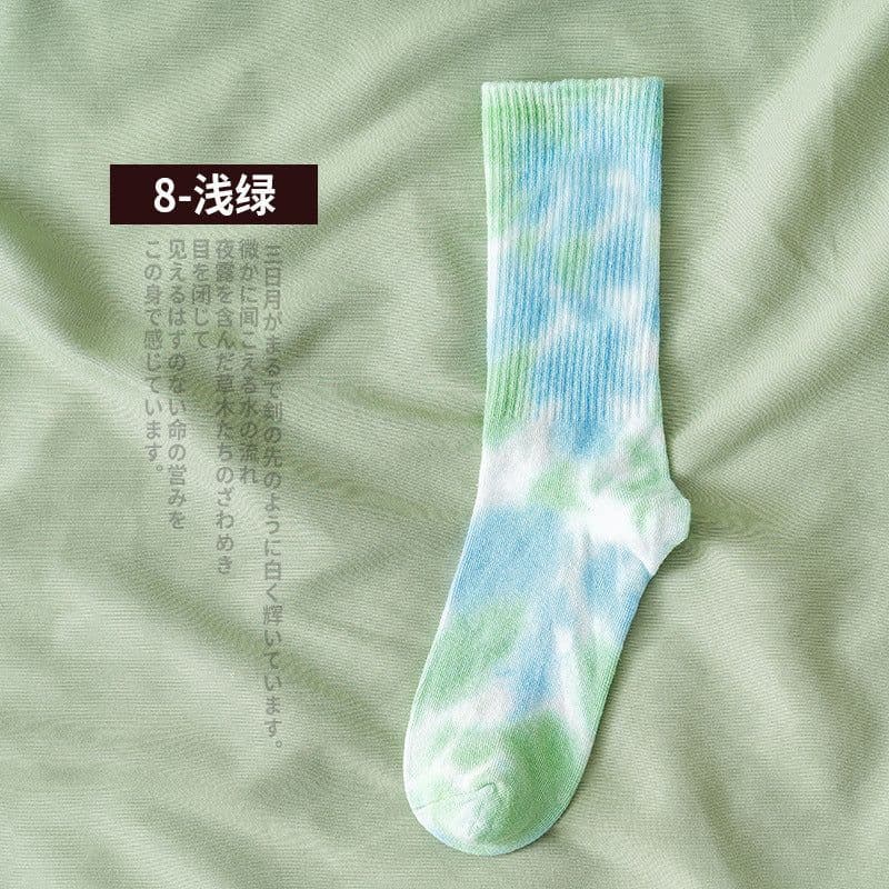 image-New style tube socks street trend high-top tide socks men and women solid color cotton sports basketball socks skateboard tie-dye socks