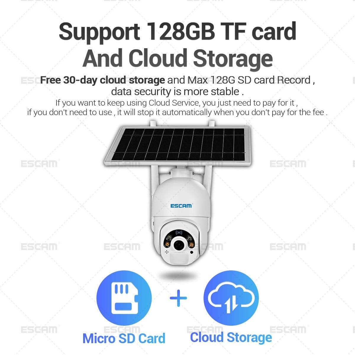 image-ESCAM QF250 1080P solar battery IP66 network cloud storage WIFI PTZ camera