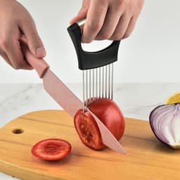 image-Cross-border stainless steel onion needle slicer meat tenderizer loose meat color boxed onion cutting vegetable and fruit holder kitchen