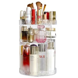 image-Cosmetic box desktop rack, skin care product storage rack, round plastic cosmetic storage box