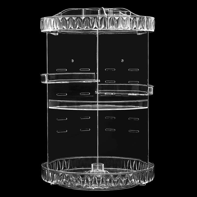image-Cosmetic box desktop rack, skin care product storage rack, round plastic cosmetic storage box