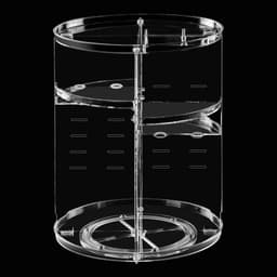 image-Cosmetic box desktop rack, skin care product storage rack, round plastic cosmetic storage box