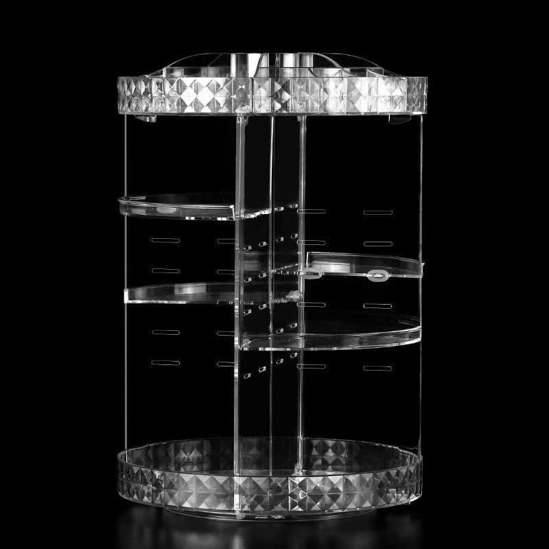 image-Cosmetic box desktop rack, skin care product storage rack, round plastic cosmetic storage box