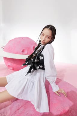 image-Solid Bows Front Casual Dress Women Fake 2 Pieces Sets,Spring ELF