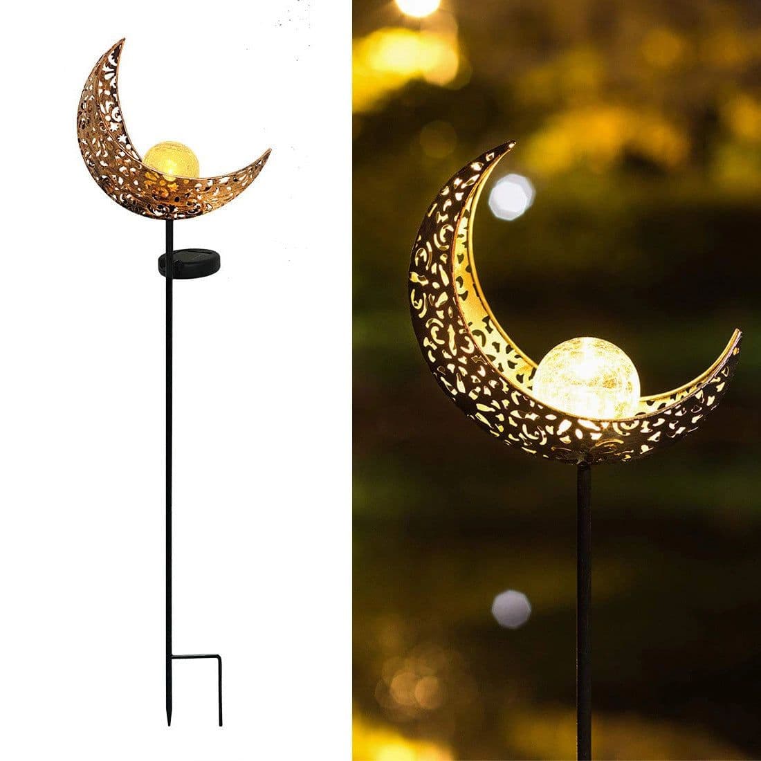 image-Amazon cross-border garden lights solar lights led lawn lights wrought iron moon sun flame lights outdoor pole