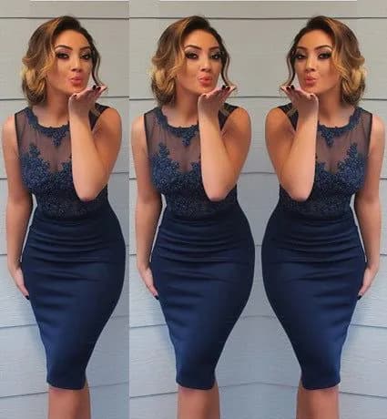 image-European cross-border Amazon cross-border foreign trade women's clothing new solid color lace pencil skirt dress