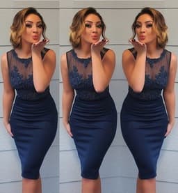 image-European cross-border Amazon cross-border foreign trade women's clothing new solid color lace pencil skirt dress