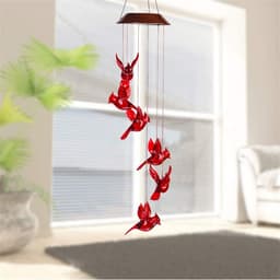 image-Amazon new outdoor colorful solar wind chime lamp LED hummingbird butterfly eva ball wind chime garden lamp decoration