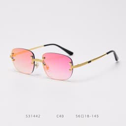 image-Cross-border European and American square sunglasses trimmed rimless tide big frame sunglasses ladies sunscreen street fashion catwalk sunglasses