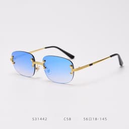image-Cross-border European and American square sunglasses trimmed rimless tide big frame sunglasses ladies sunscreen street fashion catwalk sunglasses